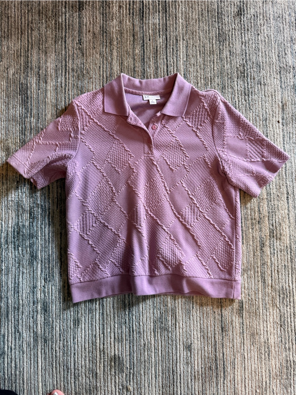 Textured Lavender Polo Knit Top